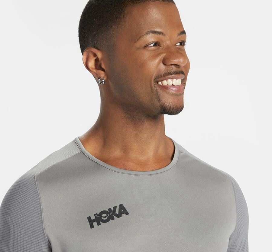 Haut Hoka One One Performance Longue Sleeve Homme - Grise - KTS-137542